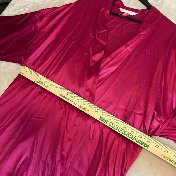 VTG Victorias Secret Angels Robe Womens OS Pink Satin Kimono Glam Lounge Y2K - Picture 9 of 15